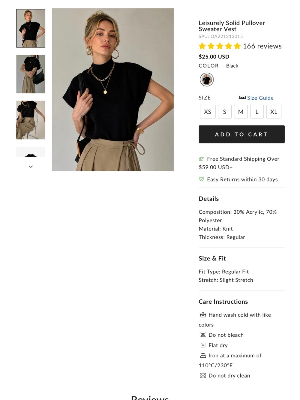 Commense Black Sleeveless Knit Pullover Vest